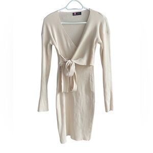 Elegant Cream Wrap Dress